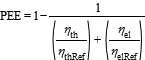 PEE= 1 - 1 / ( (eta_th / eta_thRef) + (eta_el / eta_elRef))